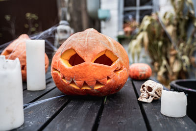 Close-up of pumpkin on table