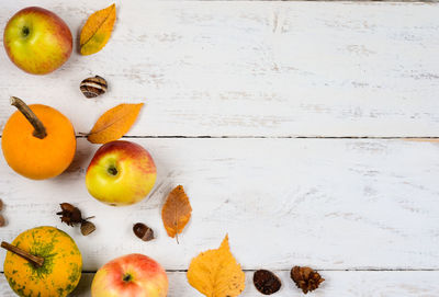 High angle view of fruits on table