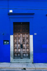 Closed door of building