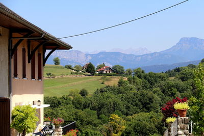 Scenic view of mountains against clear sky