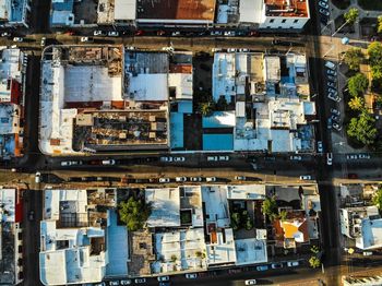 High angle view of buildings in city