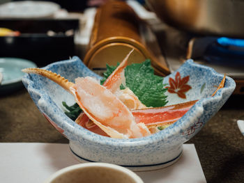 Close-up of vegetables in bowl on table