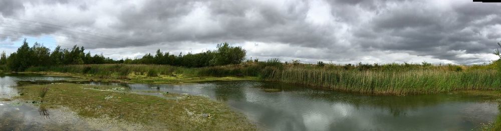 Panoramic view of lake against sky