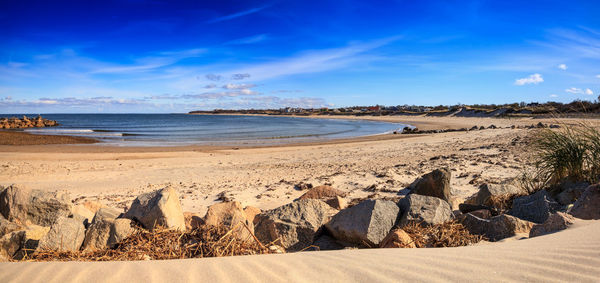 Scenic view of beach against sky