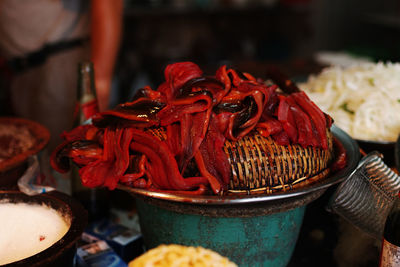 Close-up of food for sale in market