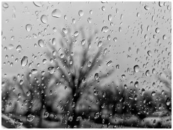 Full frame shot of wet window in rainy season