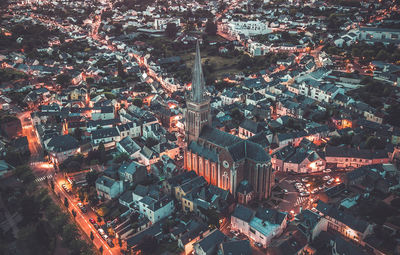 Aerial view of buildings in town