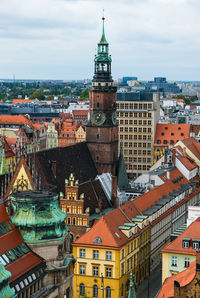 High angle view of townscape against sky