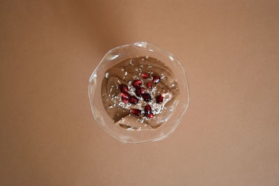 High angle view of breakfast in bowl on table