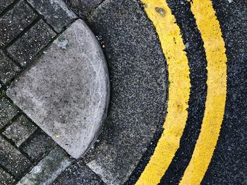 High angle view of markings on road