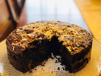 Close-up of cake on table