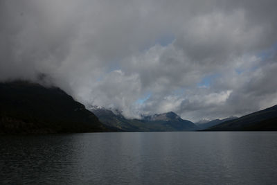 Scenic view of lake against sky