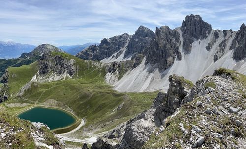 Scenic view of mountains against sky