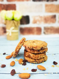 Close-up of cookies on table