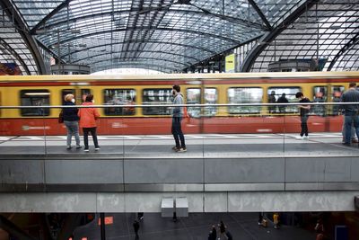 Train on railroad station