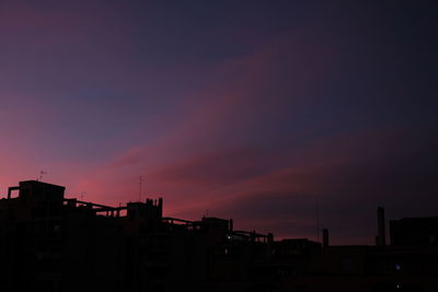 Silhouette buildings against sky during sunset