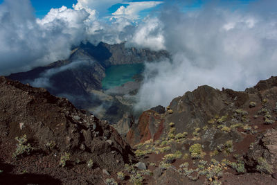 Panoramic view of mountains against sky