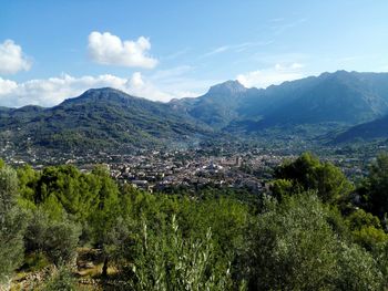 Scenic view of mountains against sky