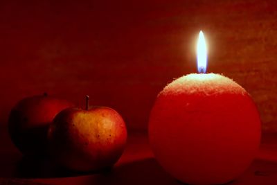 Close-up of lit candles