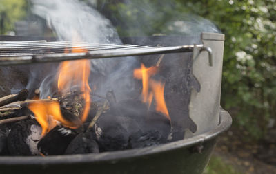 Close-up of food on barbecue grill