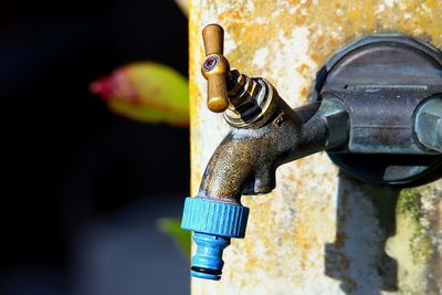 Close-up of faucet against wall