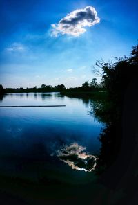 Reflection of clouds in calm lake
