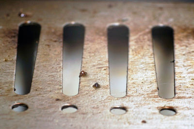 High angle view of piano keys