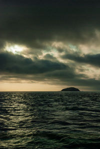 Scenic view of sea against dramatic sky