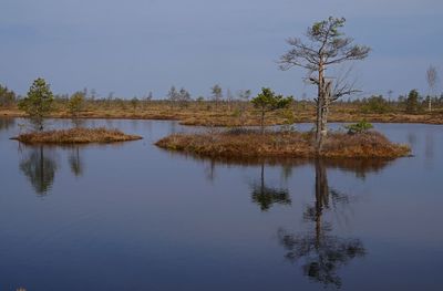 Scenic view of lake against sky