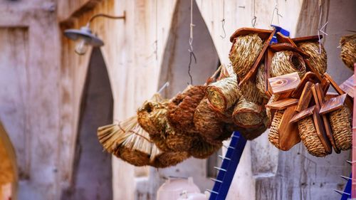 Close-up of rope tied to wood