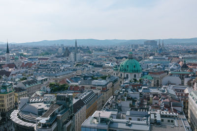 High angle view of buildings in city