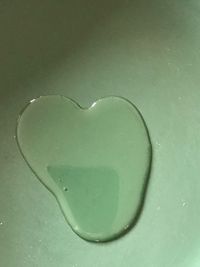 High angle view of heart shape made on green background