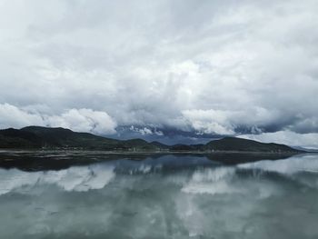 Scenic view of lake against sky