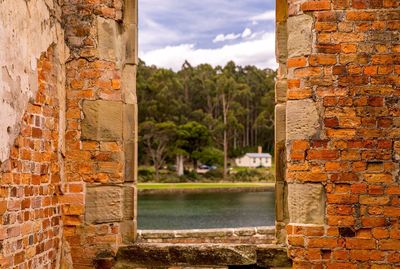 Lake seen through window