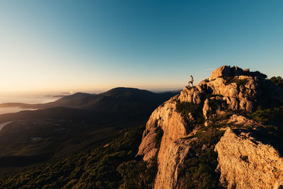 Scenic view of mountains against clear sky