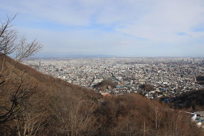 High angle view of townscape against sky