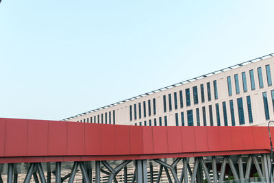 Low angle view of train against clear sky