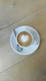 High angle view of coffee on table