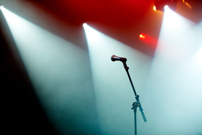 Low angle view of microphone on stage