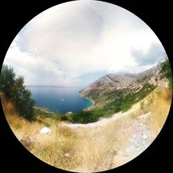 Scenic view of landscape against cloudy sky