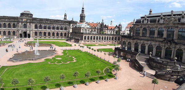 High angle view of buildings in city