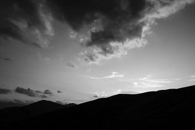 Silhouette mountains against sky