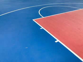 High angle view of basketball court