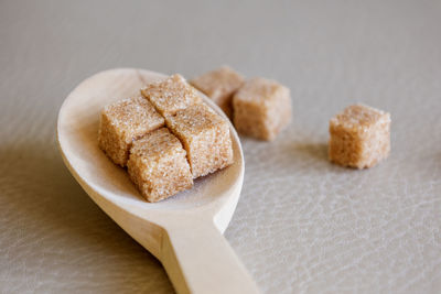 Brown sugar cubes close up