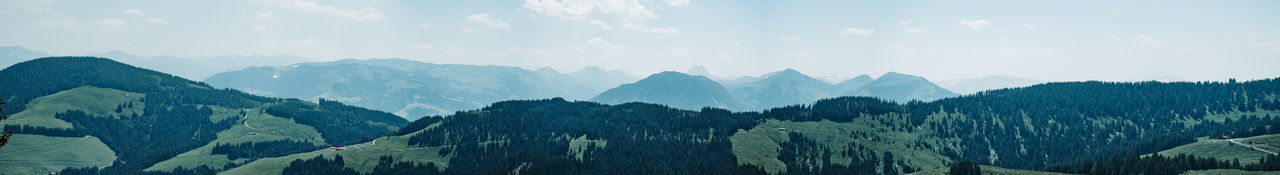 Panoramic view of landscape and mountains against sky