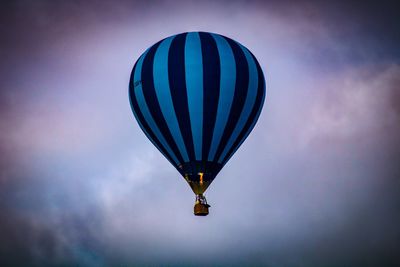 Low angle view of hot air balloon against sky