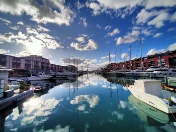 Sailboats in marina