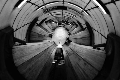 High angle view of illuminated tunnel