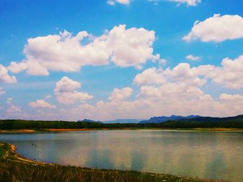 Scenic view of lake against sky