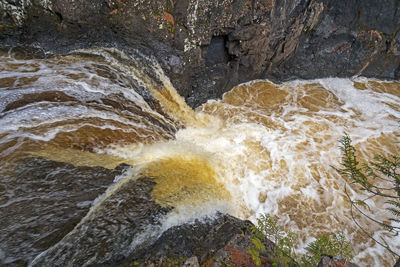 Water flowing through rocks